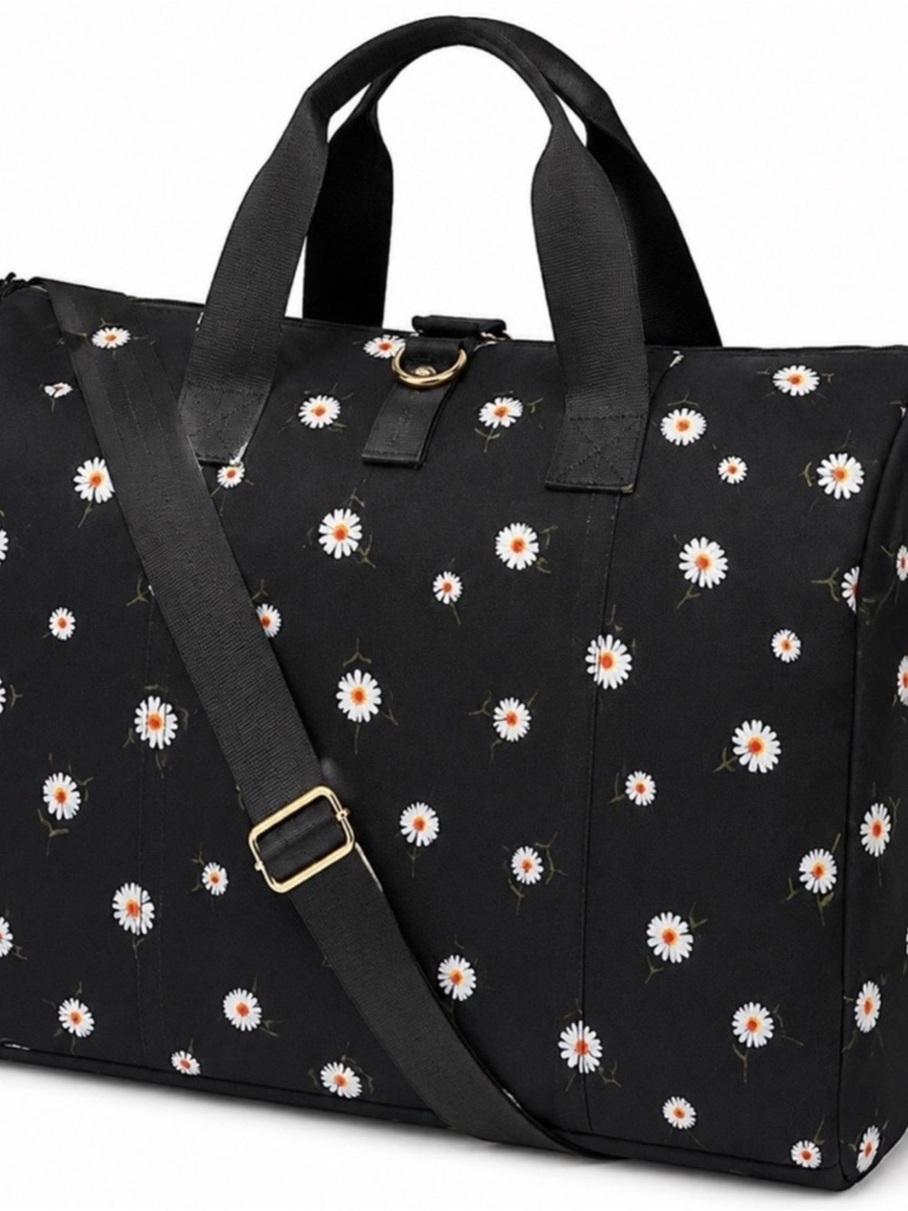 Pre-Loved Beautiful and Stylish Black Daisy Print Weekend Tote Bag